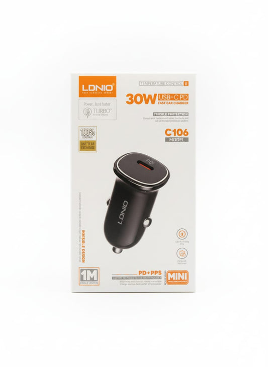 LDNIO C106 30W USB-C PD Fast Car Charger