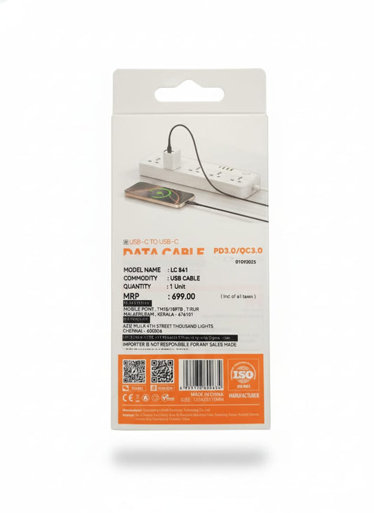 LDNIO LC841C USB-C to USB-C Data Cable (High Power)
